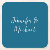 Beruflich-minimalistisch-ozeanblau-kalligraphisch Rechteckiger Pappuntersetzer (Vorderseite)