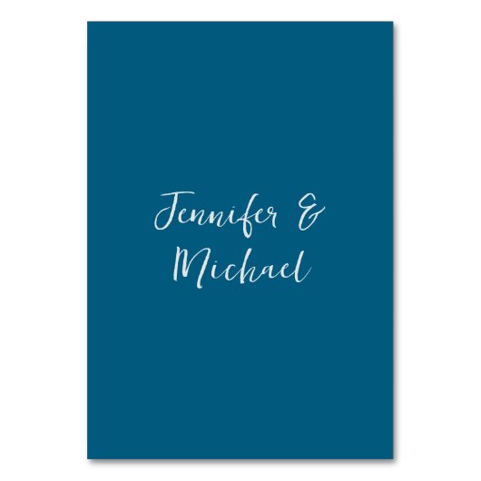 Beruflich-minimalistisch-ozeanblau-kalligraphisch Tischnummer (Vorderseite)