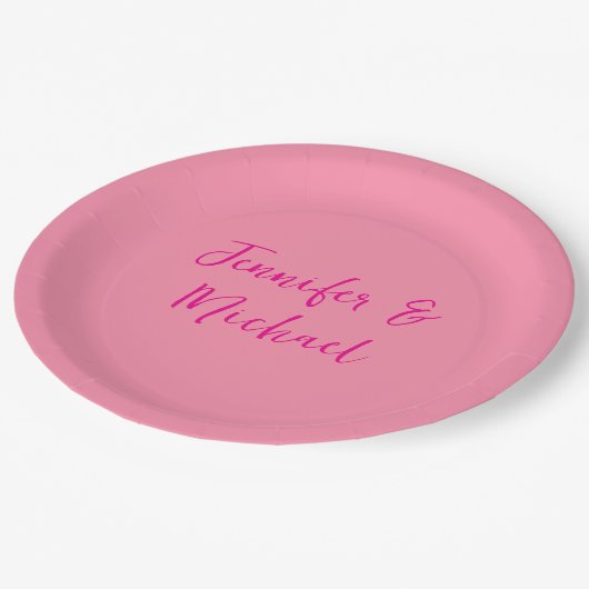 Beruflich-minimalistisch-rosa Kalligraphie Pappteller (Schrägansicht)