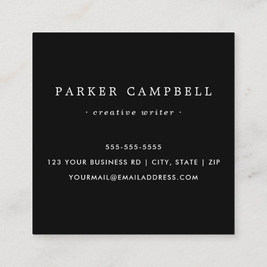 Beruflich minimalistisch, schwarz quadratische visitenkarte (Rückseite)