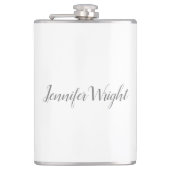 Beruflich minimalistische Handschrift grau weiß Flachmann (Vorderseite)