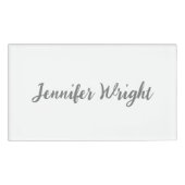 Beruflich minimalistische Handschrift grau weiß Namenschild (Vorderseite)