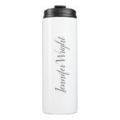 Beruflich minimalistische Handschrift grau weiß Thermosbecher (Vorderseite)