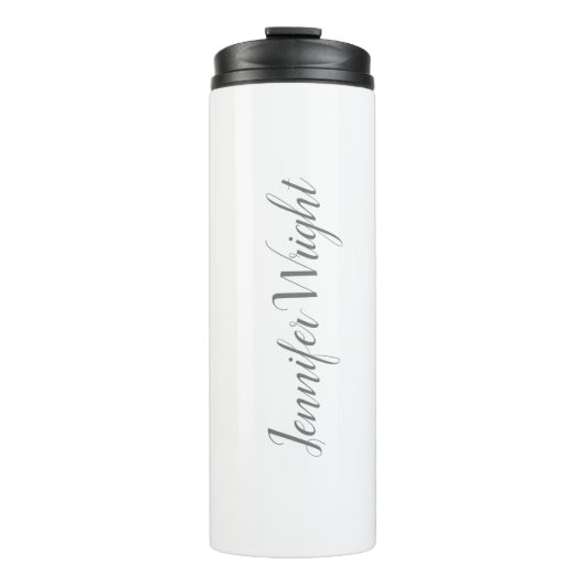 Beruflich minimalistische Handschrift grau weiß Thermosbecher (Vorderseite)