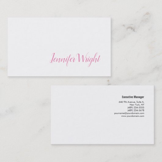 Beruflich minimalistische Handschrift weiblich Visitenkarte (Vorne/Hinten)
