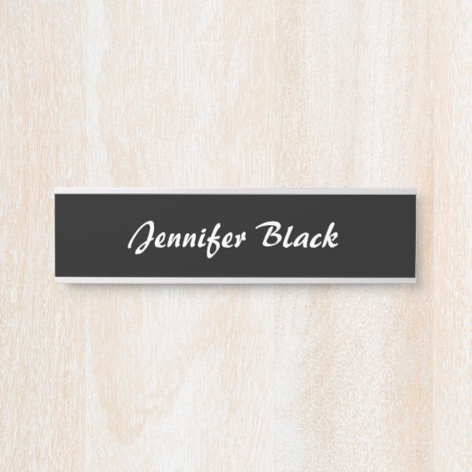 Beruflich minimalistische Schwarz-weiße Handschrif Türschild (Vorderseite )