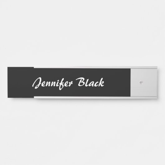 Beruflich minimalistische Schwarz-weiße Handschrif Türschild (Vorderseite )