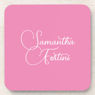 Beruflich minimalistischer Handschriftname pink Getränkeuntersetzer