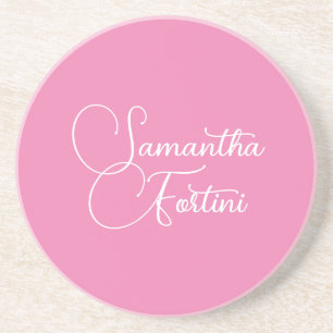 Beruflich minimalistischer Handschriftname pink Getränkeuntersetzer
