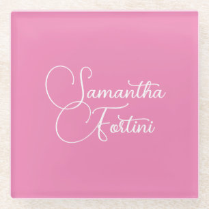 Beruflich minimalistischer Handschriftname pink Glasuntersetzer