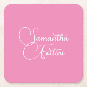 Beruflich minimalistischer Handschriftname pink Rechteckiger Pappuntersetzer
