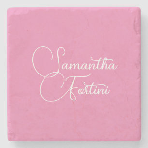 Beruflich minimalistischer Handschriftname pink Steinuntersetzer