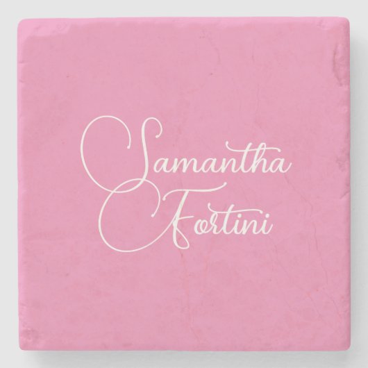 Beruflich minimalistischer Handschriftname pink Steinuntersetzer (Vorderseite)