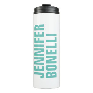 Beruflich minimalistischer, moderner blauer Name Thermosbecher