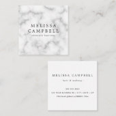 beruflich-minimalistischer weißer Marmor Quadratische Visitenkarte (Vorne/Hinten)