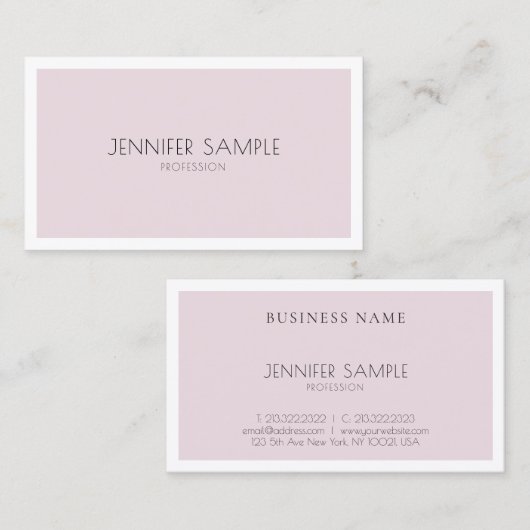 Beruflich Minimalistisches Elegantes Lila Schlicht Visitenkarte (Vorne/Hinten)
