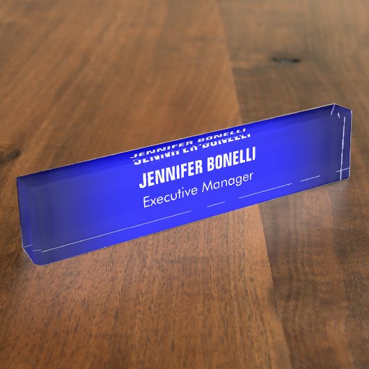 Beruflich minimalistisches modernes Blau fügt Ihre Namensplakette (Seite)