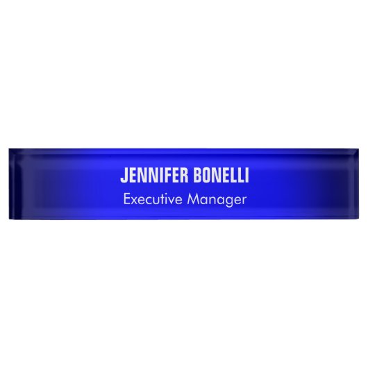 Beruflich minimalistisches modernes Blau fügt Ihre Namensplakette (Vorderseite)