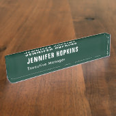 Beruflich minimalistisches modernes dunkles Grün Namensplakette (Seite)