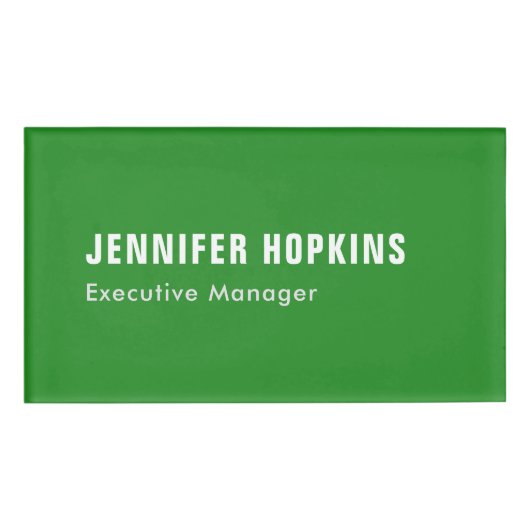 Beruflich minimalistisches modernes Waldgrün Namenschild (Vorderseite)