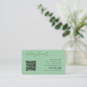 Beruflich Mint Green Qr Code Minimales Skript Visitenkarte (Stehend Vorderseite)
