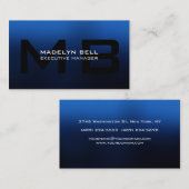Beruflich-Modern-Blue-Black-Monogramm Visitenkarte (Vorne/Hinten)