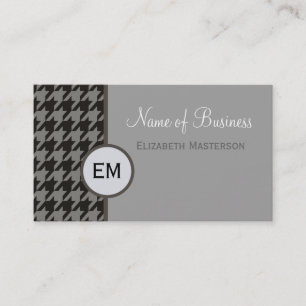 Beruflich Modern Brown Hahnentrittmuster Monogram Visitenkarte