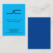 Beruflich Modern Capri Blue Monogram Visitenkarte (Vorne/Hinten)