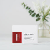 Beruflich Modern Chubby Red White Monogram Visitenkarte (Stehend Vorderseite)