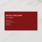 Beruflich Modern einfach Minimalistisch Deep Red Visitenkarte (Rückseite)