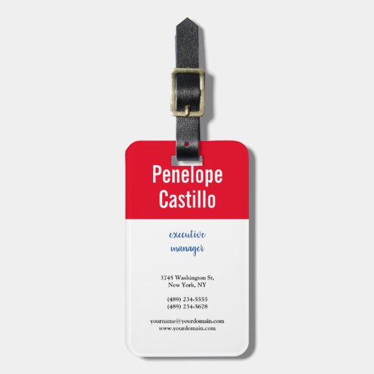 Beruflich Modern, einfach, Schlicht, blau, weiß Gepäckanhänger (Vorderseite vertikal)