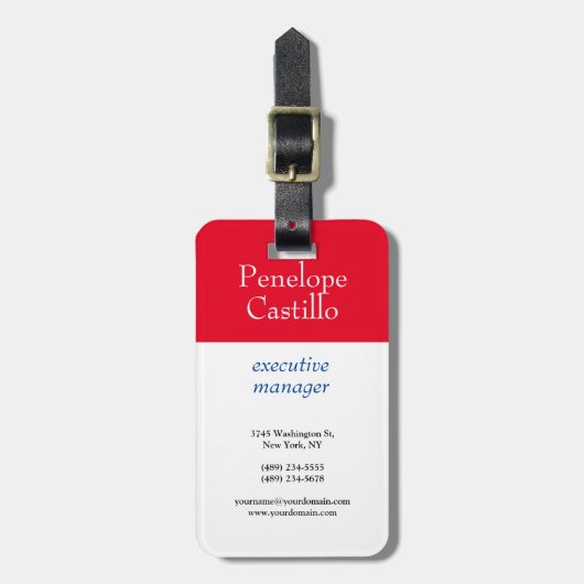 Beruflich Modern, einfach, Schlicht, blau, weiß Gepäckanhänger (Vorderseite vertikal)