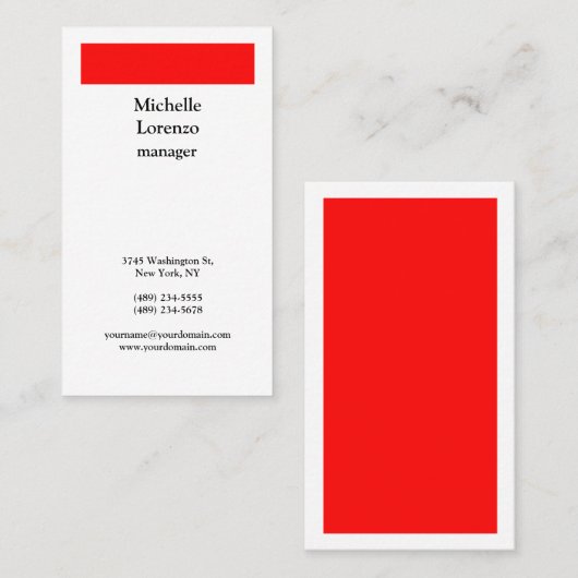 Beruflich Modern, einfach, Schlicht, rot und weiß Visitenkarte (Vorne/Hinten)