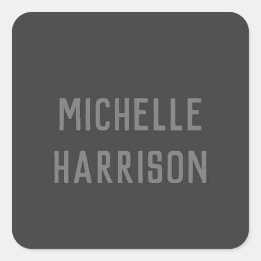 Beruflich Modern, einfach, stilvoll, schwarz grau Quadratischer Aufkleber (Vorderseite)