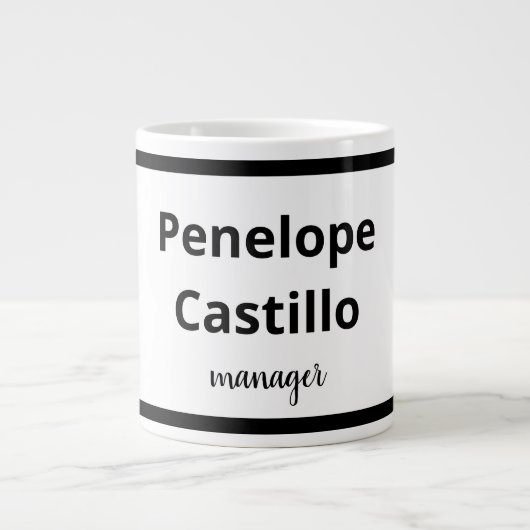 Beruflich Modern, einfach, stilvoll, schwarz und w Jumbo-Tasse (Vorderseite)