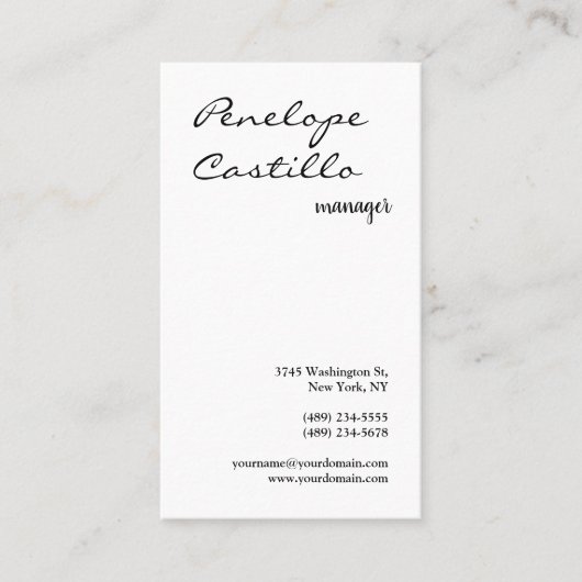 Beruflich Modern, einfach, stilvoll, schwarz und w Visitenkarte (Vorderseite)