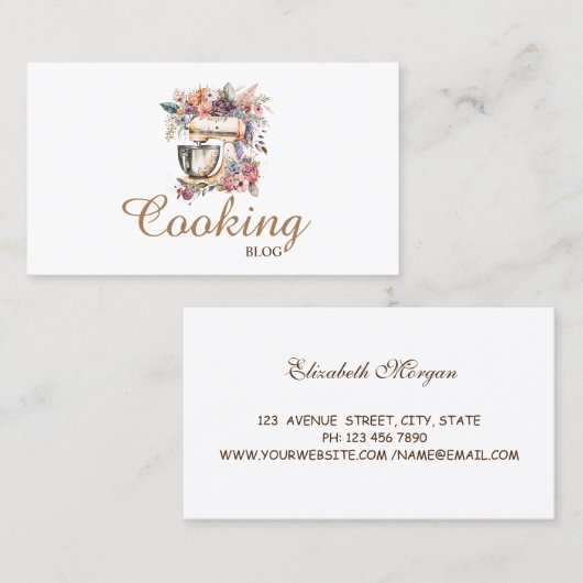 Beruflich,modern,floral gemischt,kochen visitenkarte (Vorne/Hinten)
