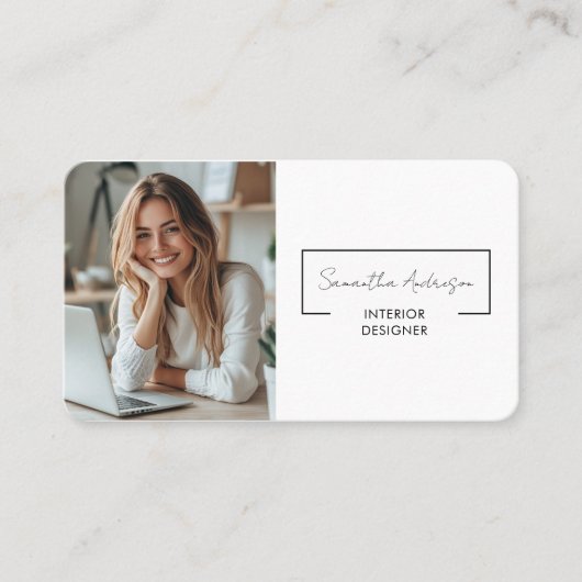 Beruflich modern | Foto mit QR-Code Visitenkarte (Vorderseite)