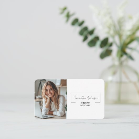 Beruflich modern | Foto mit QR-Code Visitenkarte (Stehend Vorderseite)