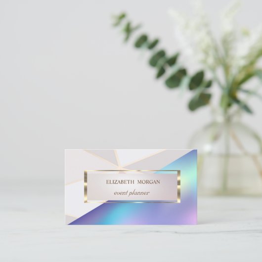 Beruflich, modern geometrisch, rahmenholografisch visitenkarte (Stehend Vorderseite)