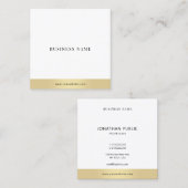 Beruflich Modern Gold Weiß Elegante Einfache Elega Quadratische Visitenkarte (Vorne/Hinten)