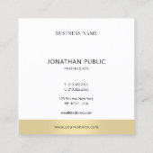 Beruflich Modern Gold Weiß Elegante Einfache Elega Quadratische Visitenkarte (Rückseite)