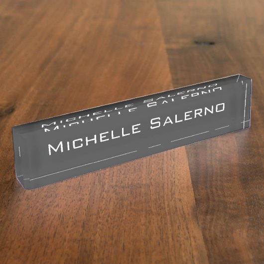 Beruflich Modern Grau Schlicht Namensplakette (Seite)