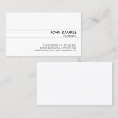 Beruflich-modern klassisch Sleek White Schlicht Visitenkarte (Vorne/Hinten)