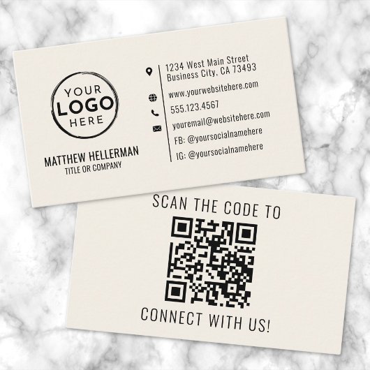 Beruflich-Modern-Logo-Creme für Minimalistischen Q Visitenkarte