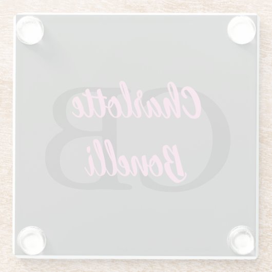 Beruflich Modern-Monogramm-Name Minimalistisch Glasuntersetzer (Rückseite)