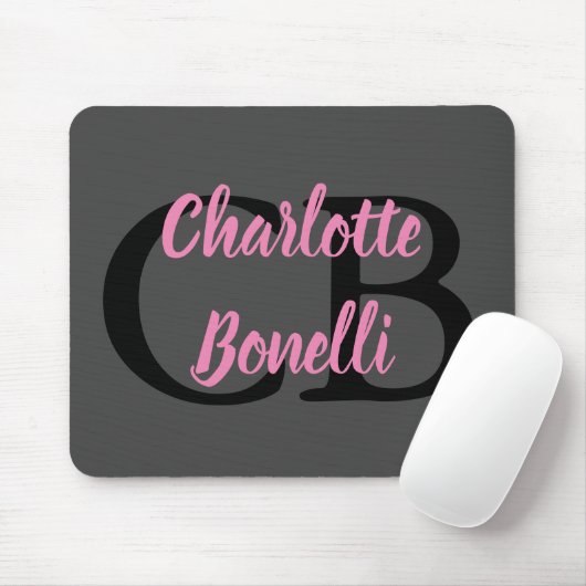 Beruflich Modern-Monogramm-Name Minimalistisch Mousepad (Mit Mouse)