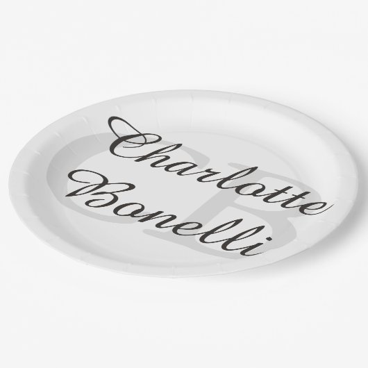 Beruflich Modern-Monogramm-Name Minimalistisch Pappteller (Schrägansicht)