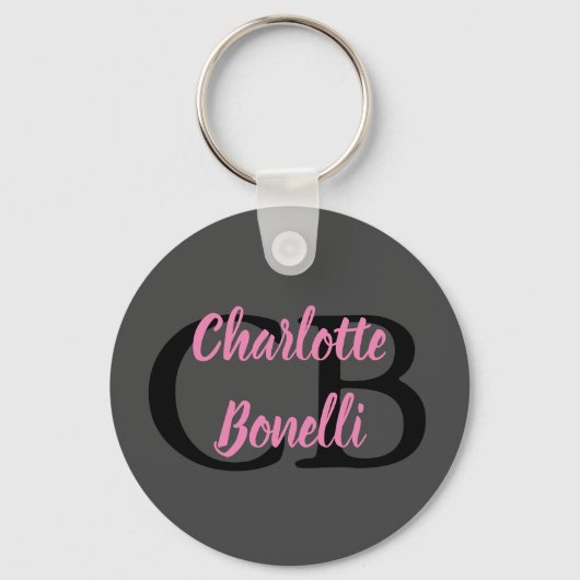 Beruflich Modern-Monogramm-Name Minimalistisch Schlüsselanhänger (Vorderseite)