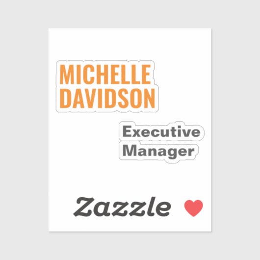 Beruflich Modern Orange White Minimalistisch Schli Aufkleber (Blatt)